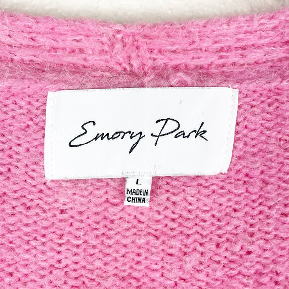 Emory Park Women's Pink Cardigan Boyfriend Sweater Size Large Soft Cozy Pockets - Picture 3 of 6